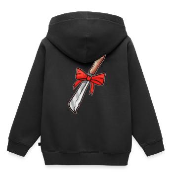 Couteau avec arc comme cadeau pour Noël Halloween - Sweat Premium à capuche enfant bio - noir - Dos - AI Model Kid Male (0cm)