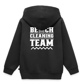 Équipe de nettoyage de plage Nettoyage de plage - Sweat Premium à capuche enfant bio - noir - Dos - AI Model Kid Male (0cm)