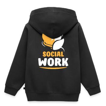 Travail social Profession Travailleur social Travail social - Sweat Premium à capuche enfant bio - noir - Dos - AI Model Kid Male (0cm)