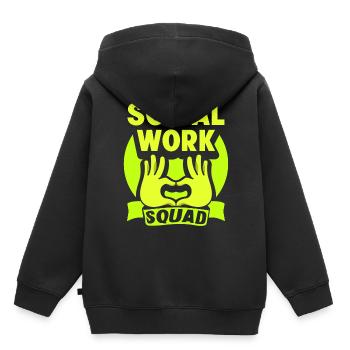 Équipe Travail social Travailleurs sociaux Travail social - Sweat Premium à capuche enfant bio - noir - Dos - AI Model Kid Male (0cm)