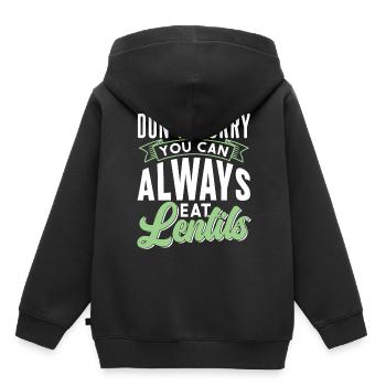 Ne vous inquiétez pas Les lentilles pouvez-vous toujours manger lentille - Sweat Premium à capuche enfant bio - noir - Dos - AI Model Kid Male (0cm)