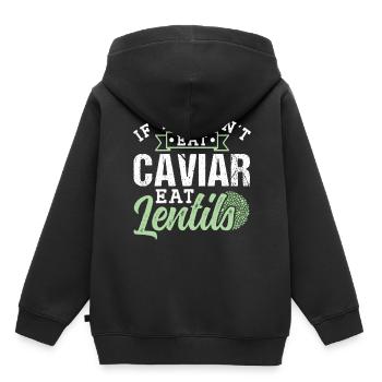 Si vous ne mangez pas de caviar peut manger des lentilles - Sweat Premium à capuche enfant bio - noir - Dos - AI Model Kid Male (0cm)