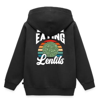 Commencez à manger des lentilles soupe de lentilles lentilles - Sweat Premium à capuche enfant bio - noir - Dos - AI Model Kid Male (0cm)