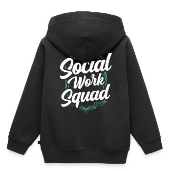 Équipe Travail social Travailleurs sociaux Travail social - Sweat Premium à capuche enfant bio - noir - Dos - AI Model Kid Male (0cm)