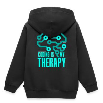 Programmieren Ist Meine Therapie Coding Code Coder - Kinder Premium Organic Hoodie - Schwarz - Hinten - AI Model Kid Male (0cm)