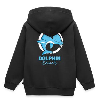 Amoureux des dauphins Dauphins Dauphins Dauphins - Sweat Premium à capuche enfant bio - noir - Dos - AI Model Kid Male (0cm)