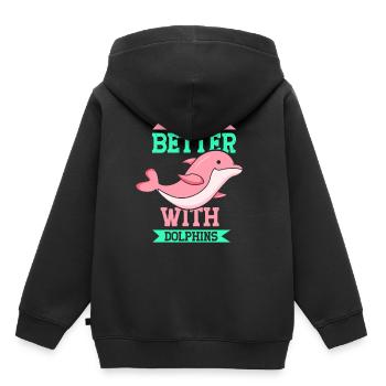 Das Leben Ist Besser Mit Delfinen Delfine Delfin - Kinder Premium Organic Hoodie - Schwarz - Hinten - AI Model Kid Male (0cm)