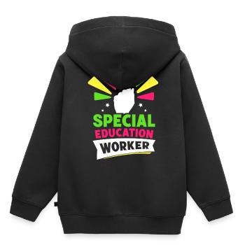 Travailleurs de l’enfance en difficulté Enseignants de l’enfance en difficulté - Sweat Premium à capuche enfant bio - noir - Dos - AI Model Kid Male (0cm)