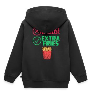 Übung Extra Pommes Exercice Extra Frites Fitness - Sweat Premium à capuche enfant bio - noir - Dos - AI Model Kid Male (0cm)