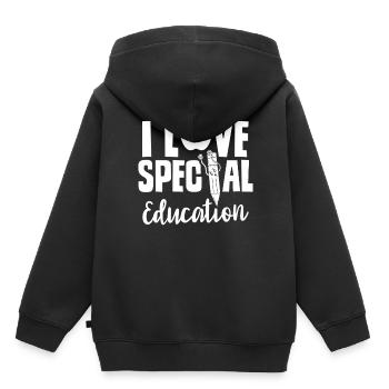 J’adore les enseignants en éducation spécialisée en éducation spécialisée - Sweat Premium à capuche enfant bio - noir - Dos - AI Model Kid Male (0cm)