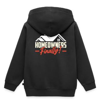 Propriétaire Enfin Propriétaire Propriétaire Maison - Sweat Premium à capuche enfant bio - noir - Dos - AI Model Kid Male (0cm)