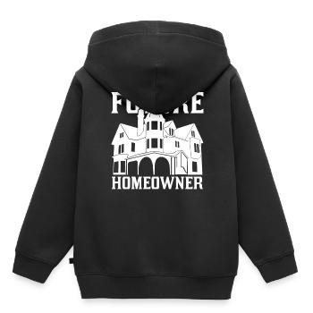 Futur propriétaire propriétaire propriétaire - Sweat Premium à capuche enfant bio - noir - Dos - AI Model Kid Male (0cm)