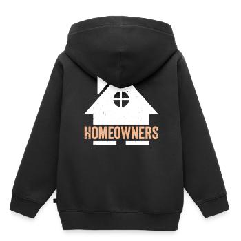 Propriétaire Maison Propriétaire Maison Propriétaire Maison - Sweat Premium à capuche enfant bio - noir - Dos - AI Model Kid Male (0cm)