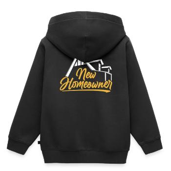 Maison de propriétaire propriétaire neuf - Sweat Premium à capuche enfant bio - noir - Dos - AI Model Kid Male (0cm)