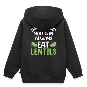 Ne vous inquiétez pas Les lentilles pouvez-vous toujours manger lentille - Sweat Premium à capuche enfant bio - noir - Dos - AI Model Kid Male (0cm)
