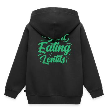 Commencez à manger des lentilles soupe de lentilles lentilles - Sweat Premium à capuche enfant bio - noir - Dos - AI Model Kid Male (0cm)