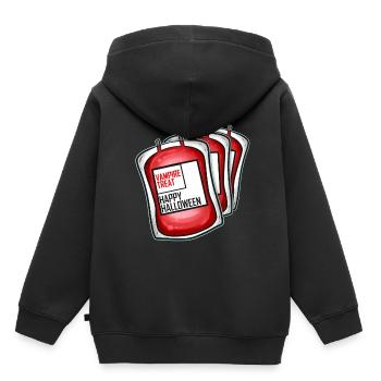 Échantillon de sang Banque de poches de sang Vampire Treat pour - Sweat Premium à capuche enfant bio - noir - Dos - AI Model Kid Male (0cm)