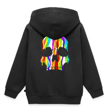 Colorful Skull Paint Dripping Day Of The Dead And - Kinder Premium Organic Hoodie - Schwarz - Hinten - AI Model Kid Male (0cm)