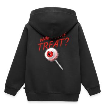 Astuce ou friandise Voulez une sucette de globe oculaire - Sweat Premium à capuche enfant bio - noir - Dos - AI Model Kid Male (0cm)