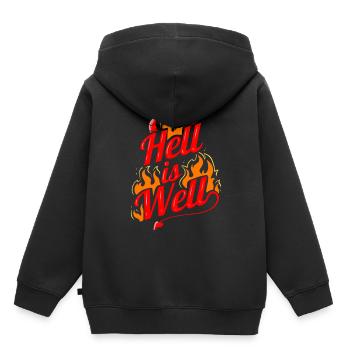 Hell Is Well Flames Devils Horns And Tail - Kinder Premium Organic Hoodie - Schwarz - Hinten - AI Model Kid Male (0cm)