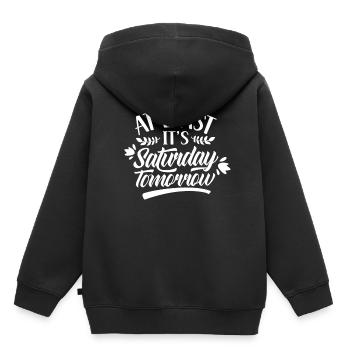 Au moins demain samedi vendredi, c’est enfin - Sweat Premium à capuche enfant bio - noir - Dos - AI Model Kid Male (0cm)