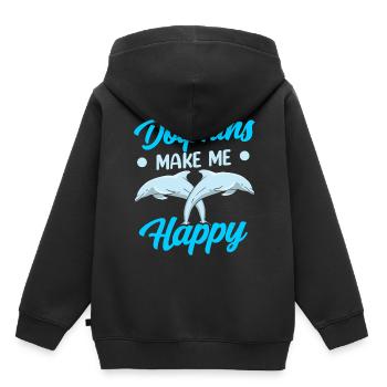 Les dauphins me rendent heureux Dauphin dauphin - Sweat Premium à capuche enfant bio - noir - Dos - AI Model Kid Male (0cm)