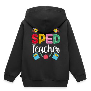 Enseignante en éducation de l’enfance en difficulté Profession de l’éducation de l’enfance en difficulté - Sweat Premium à capuche enfant bio - noir - Dos - AI Model Kid Male (0cm)