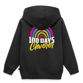 100 Days Clever Funny Sweet Team Dictons - Sweat Premium à capuche enfant bio - noir - Dos - AI Model Kid Male (0cm)