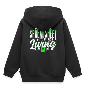 Je crée des feuilles de calcul pour le travail Feuille de calcul - Sweat Premium à capuche enfant bio - noir - Dos - AI Model Kid Male (0cm)