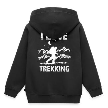 J’adore le trekking randonneurs - Sweat Premium à capuche enfant bio - noir - Dos - AI Model Kid Male (0cm)