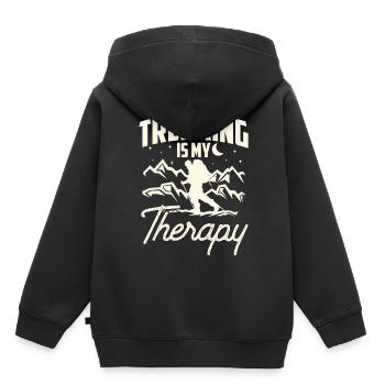 Trekking Ist Meine Therapie Wandern Wanderer - Kinder Premium Organic Hoodie - Schwarz - Hinten - AI Model Kid Male (0cm)