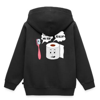 Funny Tootbrush Papier Toilette Apperal - Sweat Premium à capuche enfant bio - noir - Dos - AI Model Kid Male (0cm)