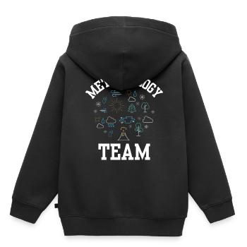 Équipe Météorologie Prévisions météorologiques Météorologue - Sweat Premium à capuche enfant bio - noir - Dos - AI Model Kid Male (0cm)