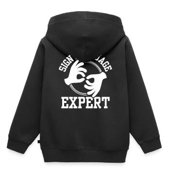 Gebärdensprache Experte Gebärden Awareness Gestik - Kinder Premium Organic Hoodie - Schwarz - Hinten - AI Model Kid Male (0cm)