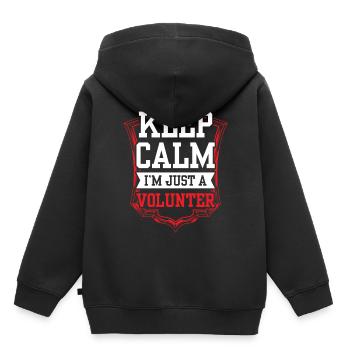 Restez calme Je ne suis qu’une profession bénévole - Sweat Premium à capuche enfant bio - noir - Dos - AI Model Kid Male (0cm)