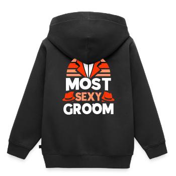 Sexy Groom Dictons Party Mariage Mariage - Sweat Premium à capuche enfant bio - noir - Dos - AI Model Kid Male (0cm)