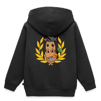 Studiertes Pferd Professor Studium Uni Reiter Abi - Kinder Premium Organic Hoodie - Schwarz - Hinten - AI Model Kid Male (0cm)