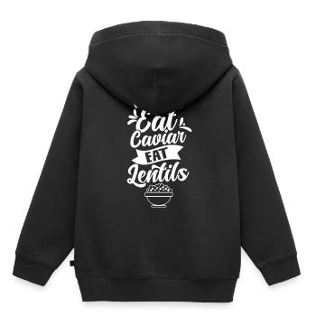 Si vous ne pouvez pas manger de caviar, mangez des lentilles - Sweat Premium à capuche enfant bio - noir - Dos - AI Model Kid Male (0cm)