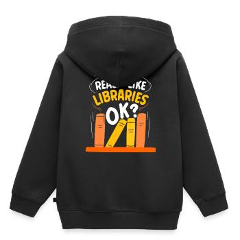 Ich Mag Bibliotheken Einfach Sehr Ok Bibliothek - Kinder Premium Organic Hoodie - Schwarz - Hinten - AI Model Kid Male (0cm)