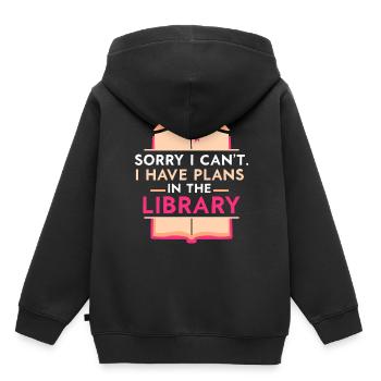 Kann Nicht Ich Habe Pläne In Der Bibliothek Bücher - Kinder Premium Organic Hoodie - Schwarz - Hinten - AI Model Kid Male (0cm)