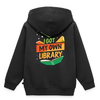 J’ai mon propre bibliothécaire - Sweat Premium à capuche enfant bio - noir - Dos - AI Model Kid Male (0cm)
