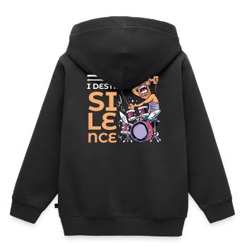 Ich zerstöre Stille kahlen Schlagzeuger Percussion - Kinder Premium Organic Hoodie - Schwarz - Hinten - AI Model Kid Male (0cm)