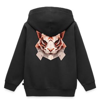 Geometrischer Tiger Polygon niedriger Poly -Tiger - Kinder Premium Organic Hoodie - Schwarz - Hinten - AI Model Kid Male (0cm)