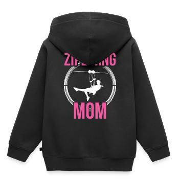 Ziplining Mama Sport Zipline Seilrutsche Sprüche - Kinder Premium Organic Hoodie - Schwarz - Hinten - AI Model Kid Male (0cm)