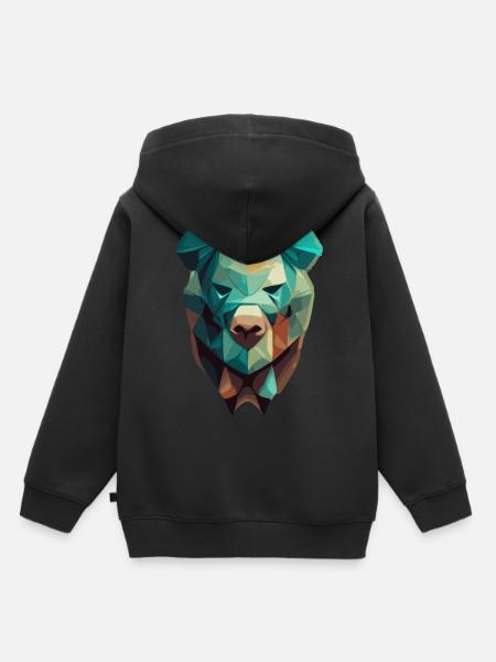 Niedliche Bärengesicht Polygon niedrige Polybären - Kinder Premium Organic Hoodie - Schwarz