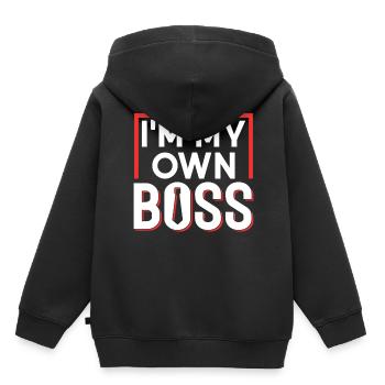 Je suis mon propre patron Fondateur entrepreneur PDG - Sweat Premium à capuche enfant bio - noir - Dos - AI Model Kid Male (0cm)