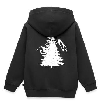 Sapin Épicéa Conifères Montagnes naturelles Alpes de montagne - Sweat Premium à capuche enfant bio - noir - Dos - AI Model Kid Male (0cm)