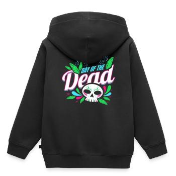 Logo pour le Jour des Morts - Sweat Premium à capuche enfant bio - noir - Dos - AI Model Kid Male (0cm)