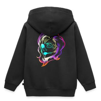 Colorful Stylized Female Calaveras Makeup Day Of - Kinder Premium Organic Hoodie - Schwarz - Hinten - AI Model Kid Male (0cm)