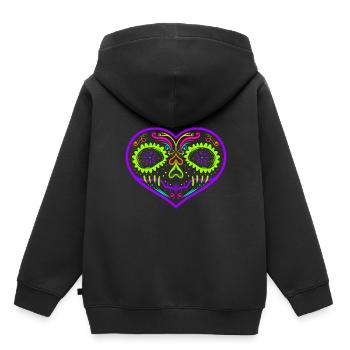 Heart Shaped Sugar Skull Painting For Day Of The - Kinder Premium Organic Hoodie - Schwarz - Hinten - AI Model Kid Male (0cm)